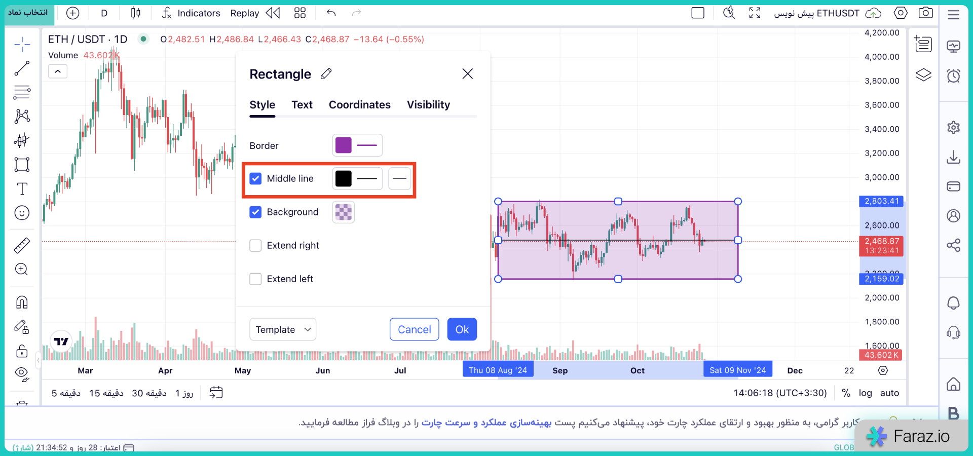 اضافه شدن خط میانی به ابزار Rectangle