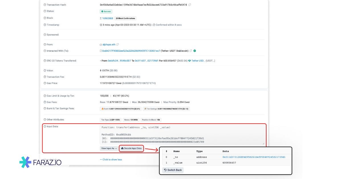 چک کردن تراکنش در اکسپلورر معتبر مثل Etherscan / Tronscan