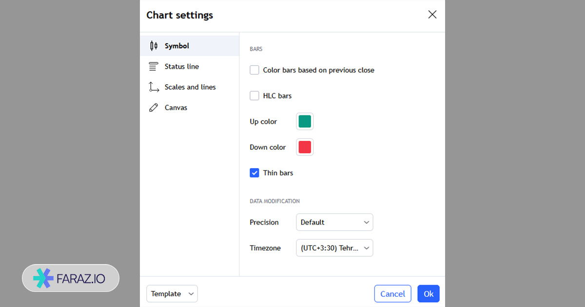 تنظیمات نمودار میله‌ای