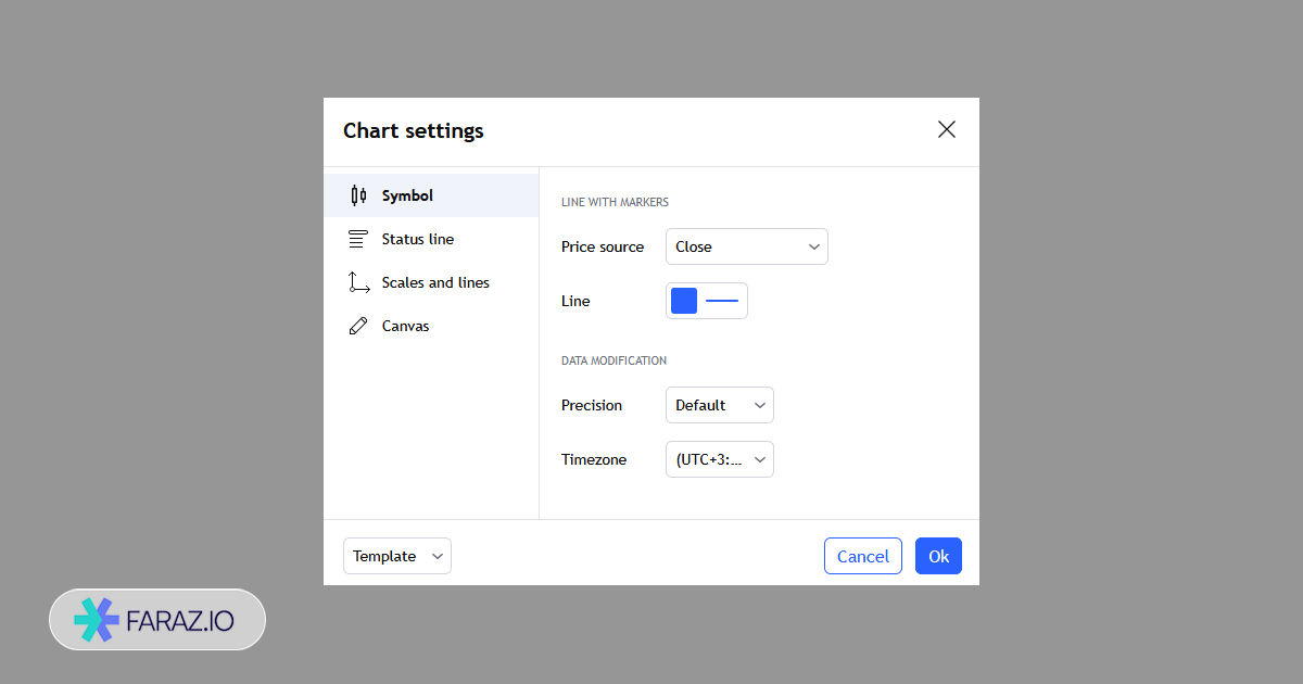 تنظیمات نمودار خطی با مارکر