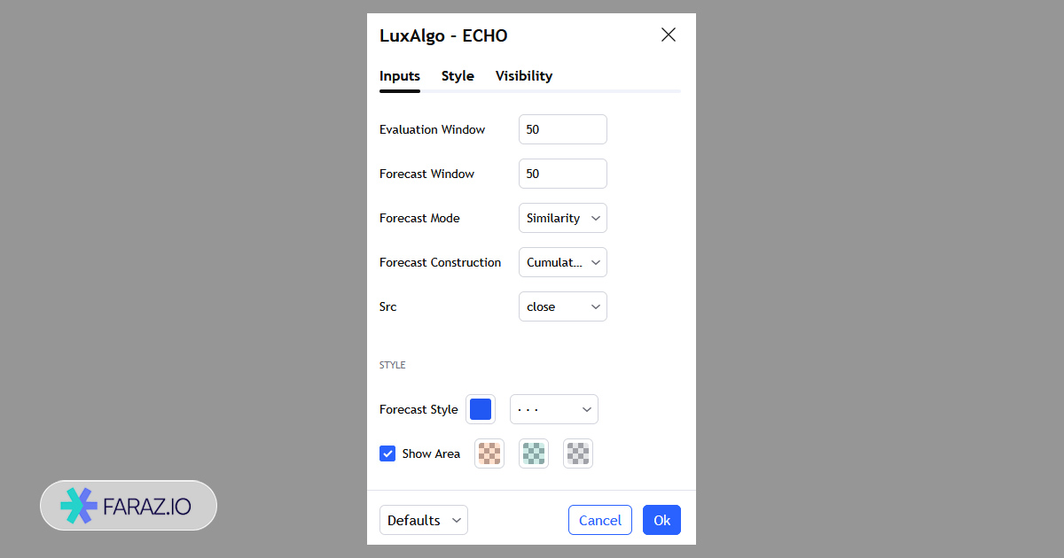 تنظیمات اندیکاتور پیش بینی روند - پارامترها در اندیکاتور