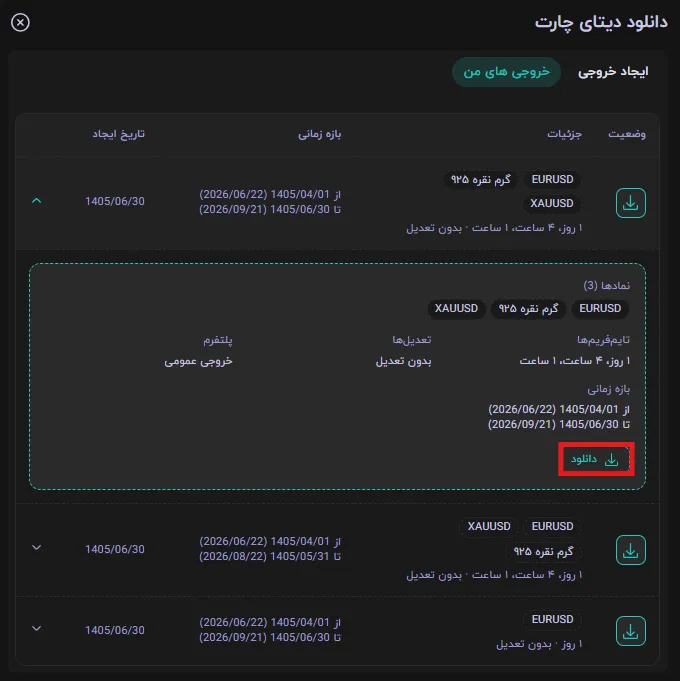 دانلود فایل خروجی