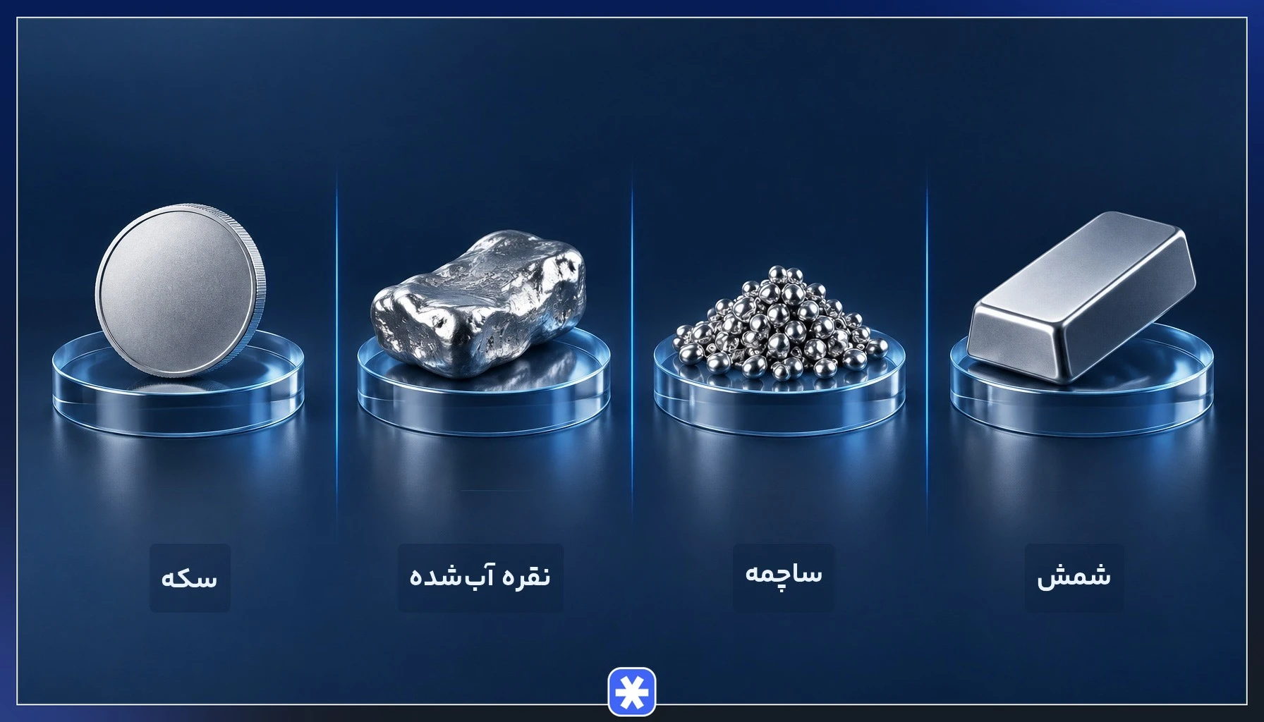 اشکال عرضه نقره شامل شمش نقره، ساچمه نقره، نقره آبشده و سکه