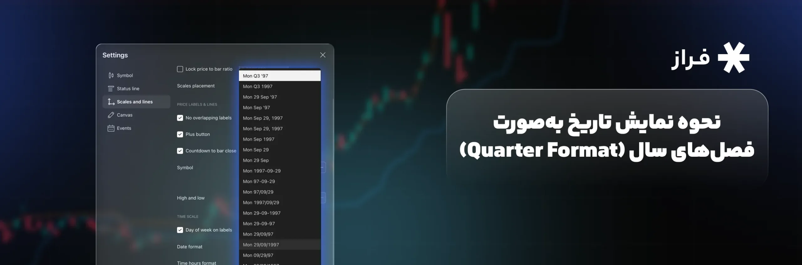 نحوه نمایش تاریخ به‌صورت فصل‌های سال (Quarter Format)